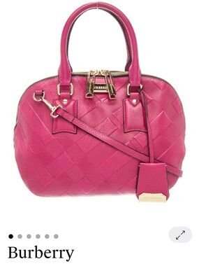 Burberry Heritage Grain Hot Pink Quilted Leather Bowling Satchel Gold Hardware